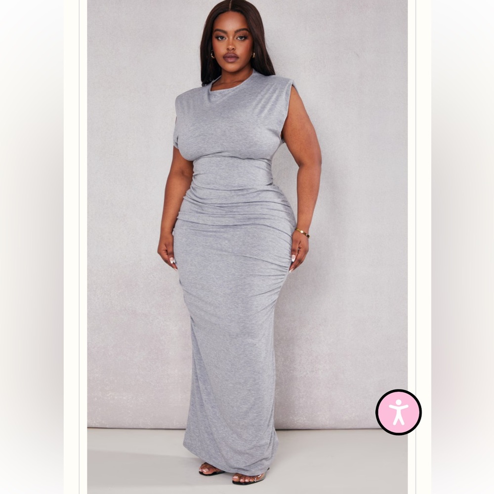 PrettyLittleThing Heather Gray Sleeveless Maxi Dress